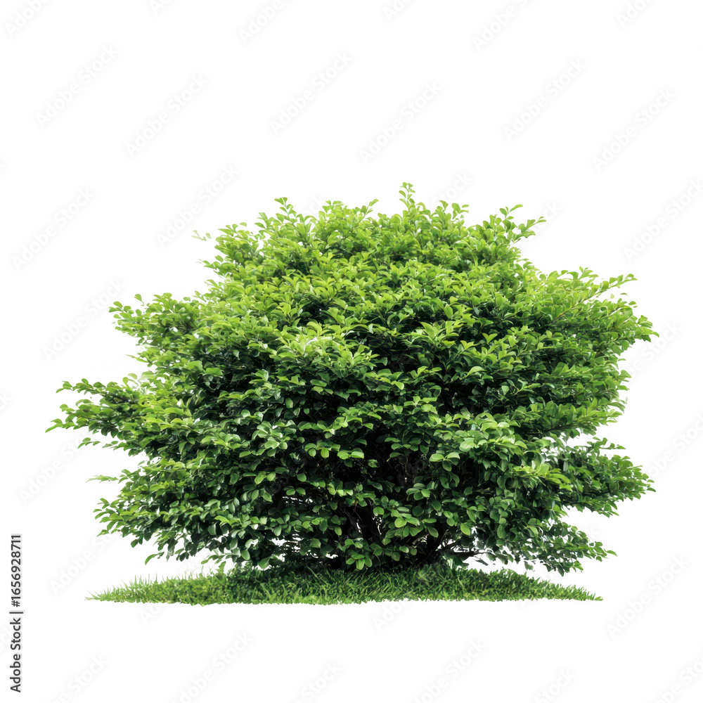 Obraz premium Green bush with grass isolated on transparent background