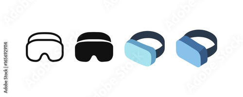 Evolution of virtual reality headsets in monochrome and colorful styles