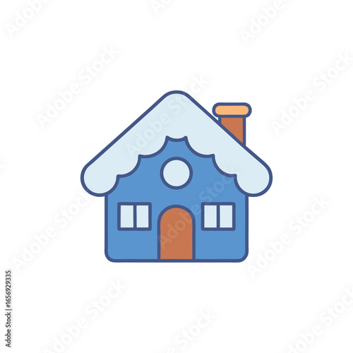 A snow covered house on a white background vector illustration