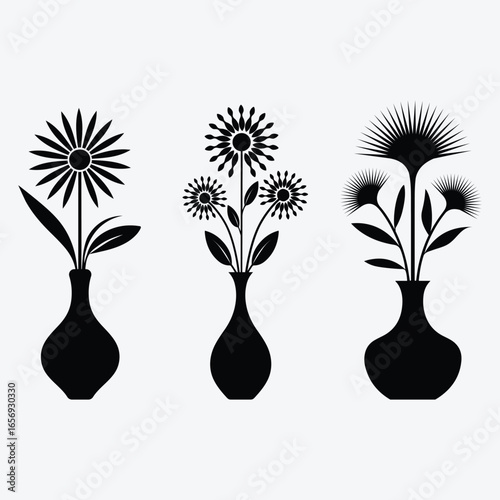 Decorative Floral Vase Design Elements