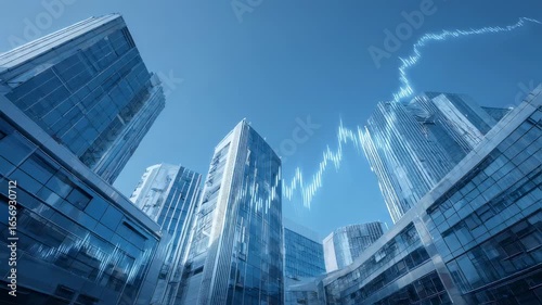 Wallpaper Mural Clear medium view of a dynamic ascending stock index overlay on interconnected hospital structures illustrating longterm profitability in medical facility networks. Torontodigital.ca