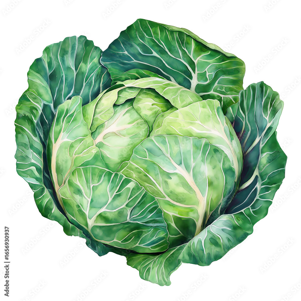 Obraz premium Cabbage Vegetable Watercolor Clipart PNG