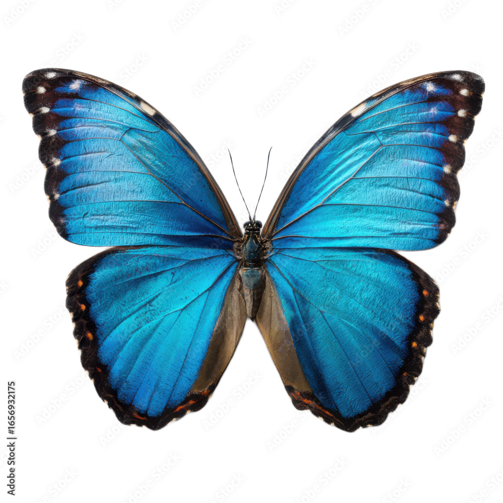 Obraz premium Blue butterfly with orange spots on its wings
