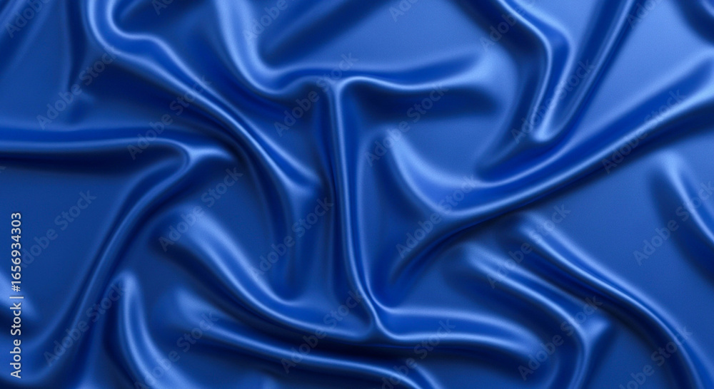 Fototapeta premium A luxurious blue silk fabric with elegant folds and waves