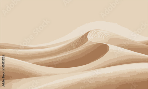 Seamless Realistic Sand Texture with Wavy Dune Pattern and Grain Effect Vector, Vector coastal beach sand waves, easily editable and scalable,