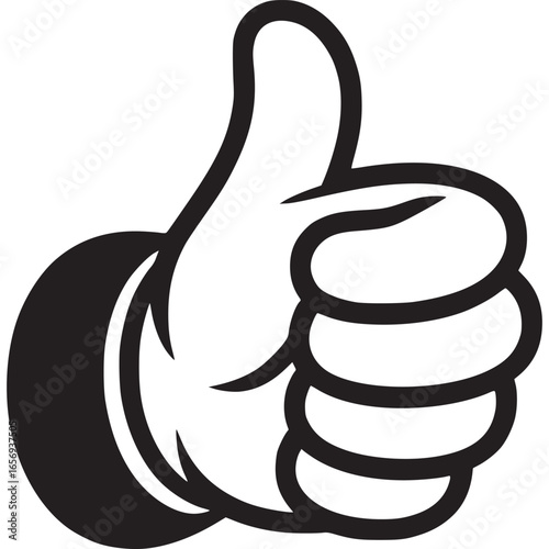 Vector art of cartoon hand giving a thumbs up gesture, signifying approval and success