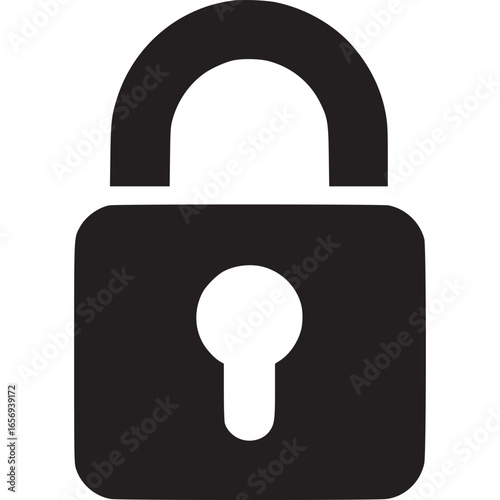 Vector art of lock icon symbolizing security, protection, and privacy for data and access control in digital and network technology systems