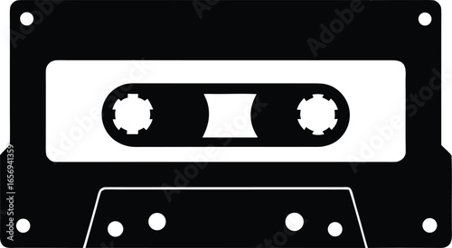 Cassette tape  black silhouette vector,old Cassette tape icon