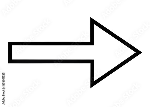 Black outline arrow pointing to the right isolated on transparent background
