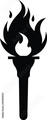 fire torch   black silhouette vector,flaming torch  icon vector