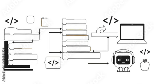 coding education platform guiding a robot improving skills on a laptop enhancing stem studies suitable for illustrating modern learning