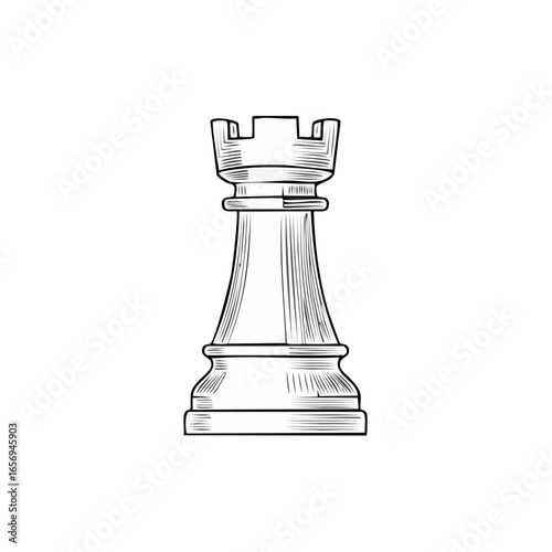 A classic rook chess piece, a strategic symbol of defense and positional power. The rook, also known as the castle, is an important piece in chess