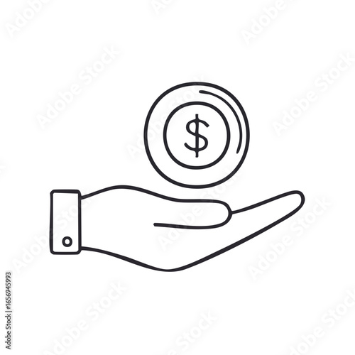 A hand offering a dollar coin, representing financial giving or investment. This image can convey the ideas of wealth, prosperity, and economic concepts. 