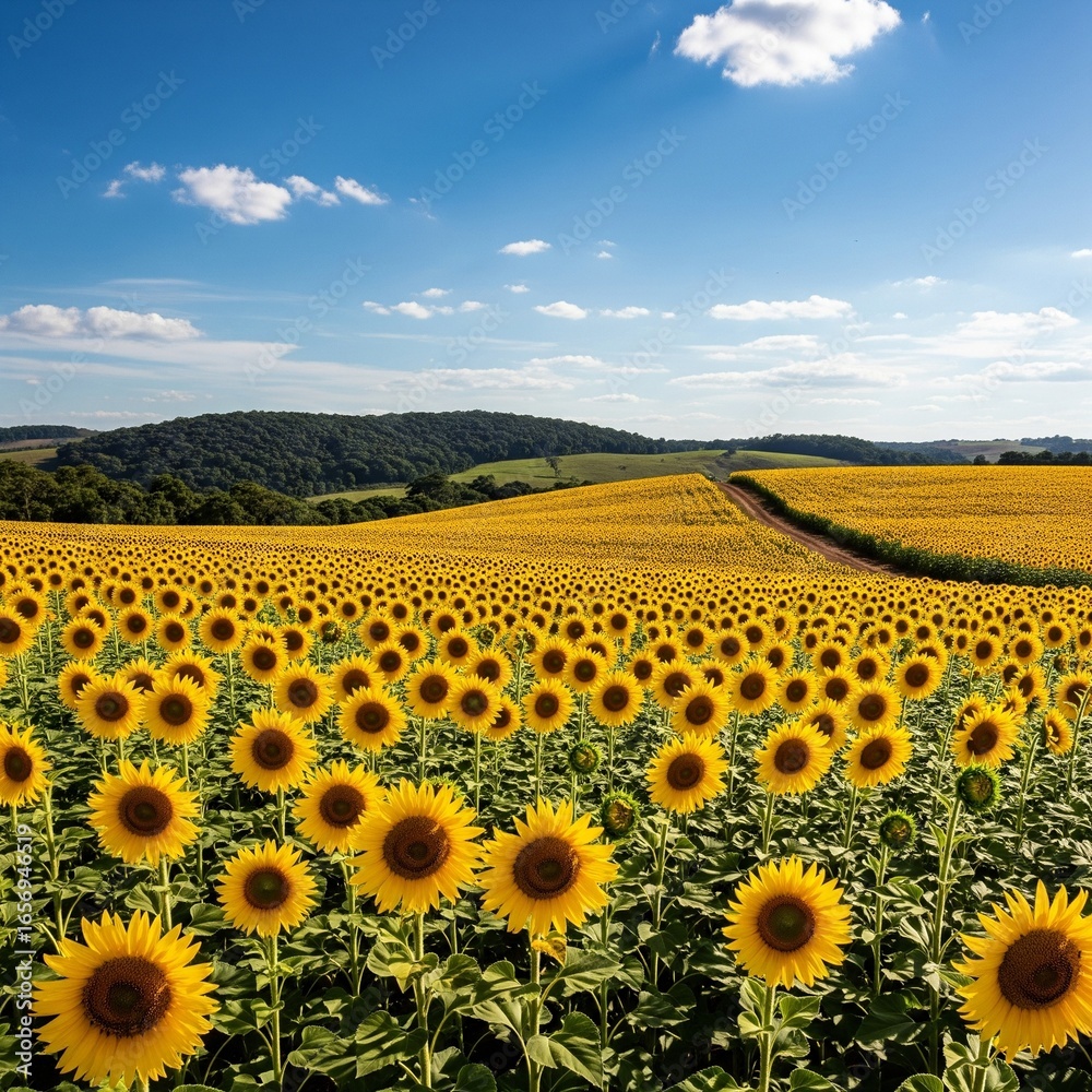 Fototapeta premium Yellow Sunflower Field in Brazil