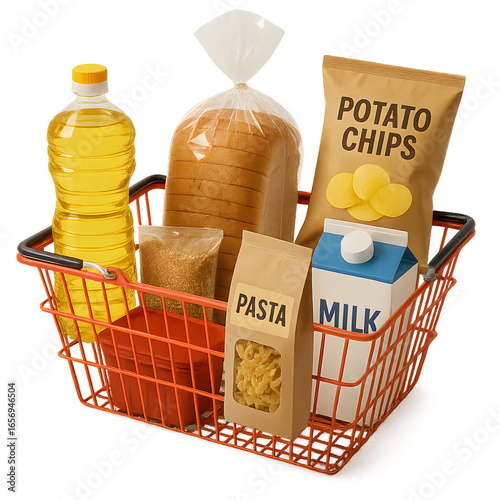 basket with groceries