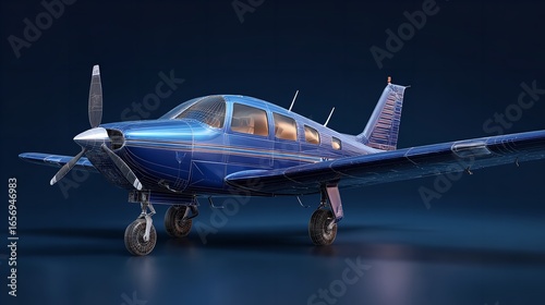 Captivating blue airplane gleaming ready for flight embodying adventure and freedom in a hangar with