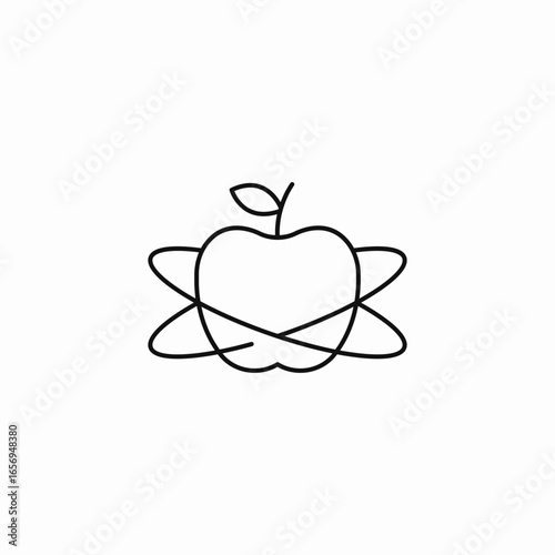 atom with apple icon sign vector
