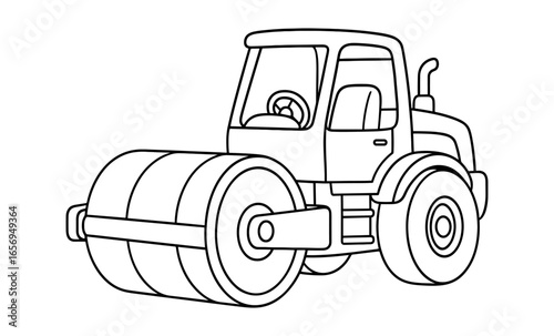 Outline drawing of a steamroller for construction activities
