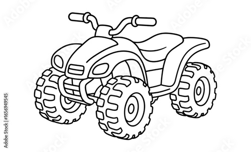 Cartoon style all terrain vehicle outlined for kids coloring