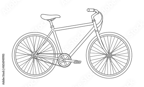 Detailed outline of bicycle design for coloring and design projects
