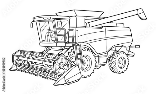 Detailed outline of combine harvester machine for agriculture