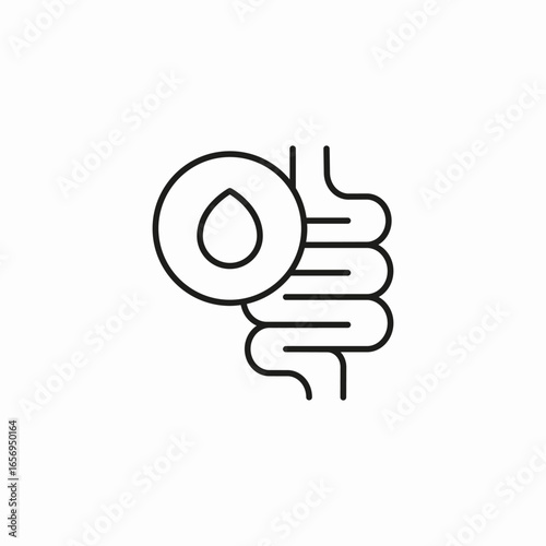 intestine with droplet icon sign vector