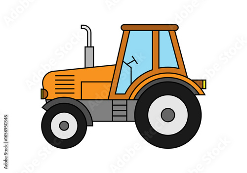 Tractor naranja en fondo blanco