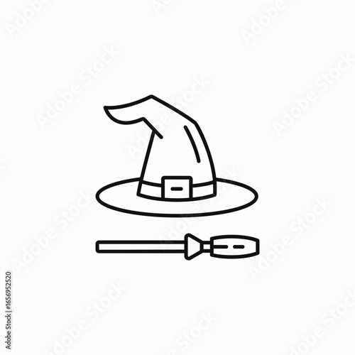 witch hat broomstick icon sign vector