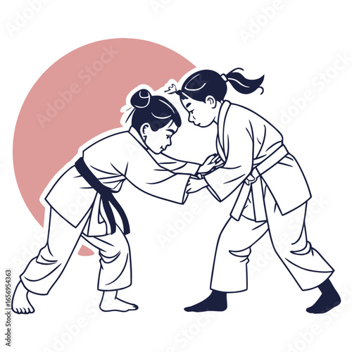 Kids Aikido Minimalist Illustration
