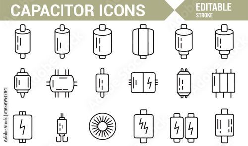 Vector Capacitor Icons for Circuit Board and Electrical Component Design