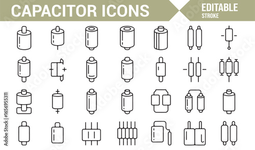 Line Art Capacitor Symbols for Circuit and Electronics Projects