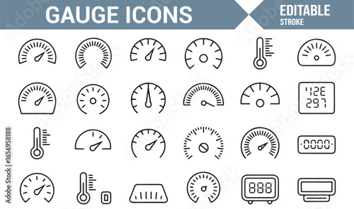 Editable Meter and Indicator Icons for Digital and Print Design Projects