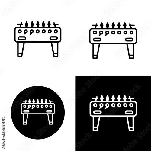 Four Foosball Table Icons:  Black, White, and Circular Variations