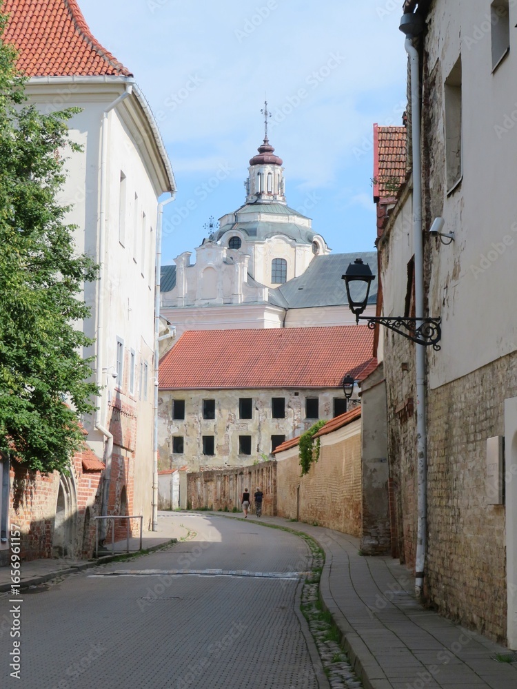 Obraz premium historic old town with street of Vilnius-capital of Lithuania, Europe in summer