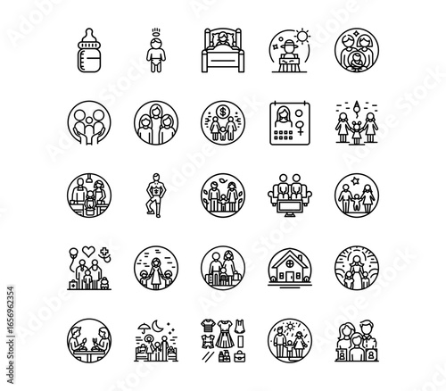 Family Life Line Icons