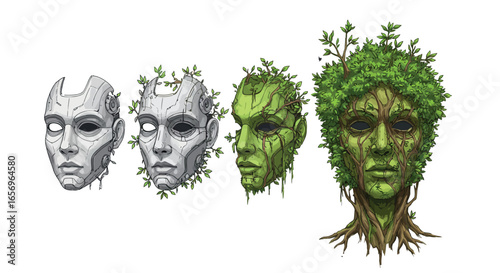 Evolution of nature and technology: human-like mask transformations
