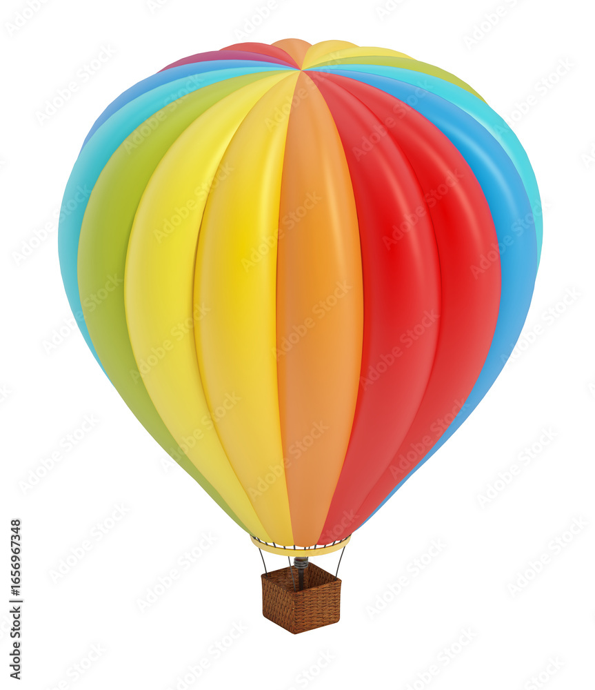 Fototapeta premium Hot air balloon isolated on transparent background. 3D illustration