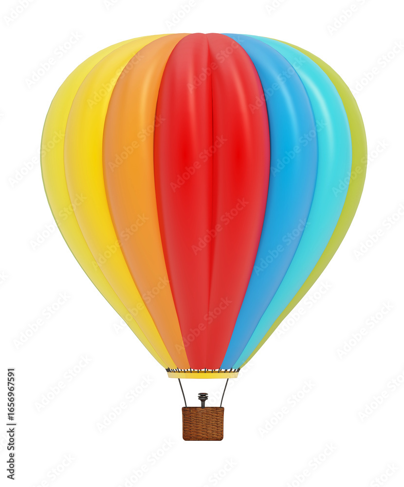 Fototapeta premium Hot air balloon isolated on transparent background. 3D illustration
