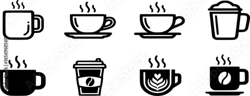Coffee cup icon vector set. Tea cup illustration sign collection. Mocha symbol or logo.