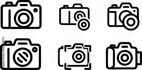 Foto camera icon vector set. photo illustration sign collection. focus symbol. cam logo or mark.