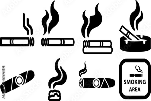 Cigarette icon vector set. Cigar illustration sign collection. smoke symbol. Smoking area logo.