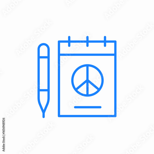 signing a peace agreement petitioning for peace notebook pen icon sign vector
