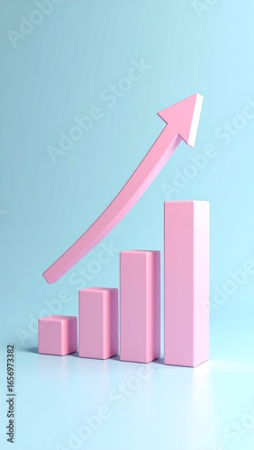 Free Download Pink bar graph with upward trend - GFXLoad