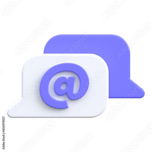 фотографія 3D render of mention at symbol chat icon isolated