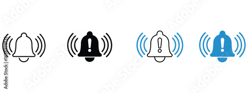 Alert notification icon set, modern digital communication symbols for alerts and messages