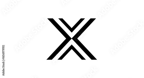 Modern geometric letter X logo icon a black abstract symbol composed of bold parallel diagonal lines.