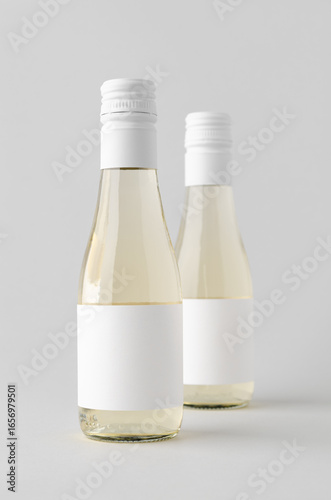 Small red and white wine bottle mockup, Burgundy Alsace Rhone shape, on neutral background