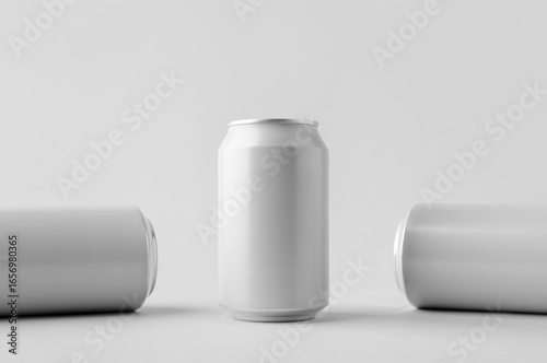 White small beer or soda aluminum can mockup.