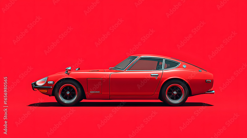 Fototapeta premium Vintage Red Performance Car with Chrome Accents