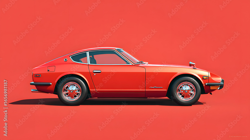 Obraz premium Vintage Red Performance Car with Chrome Accents
